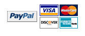 We accept Mastercard, Visa, AmericanExpress, Discover and PayPal